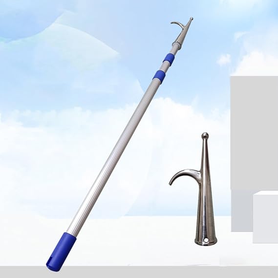 Telescopic Boat Hook Pole - Heavy Duty 3-Stage Marine Hook for Berthing, Docking, Towing, Rescue, Replacement for Broken Hooks (100cm/40)