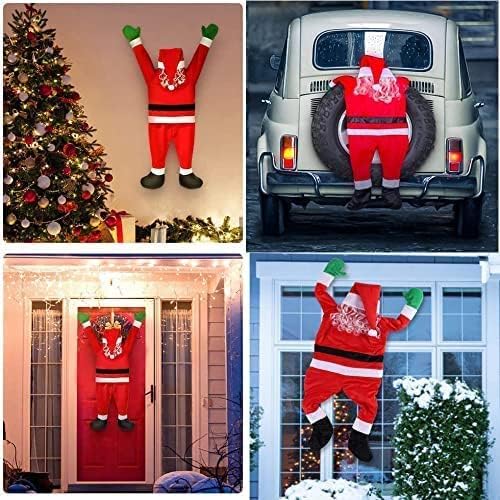 COTTNY 3.55.5 FT Large Christmas Hanging Santa Decoration,Hanging Santa Claus Christmas Decorations for Indoor Outdoor Home Door Wall Windows Car Stairwells Roofs Decoration, Red, 20220803