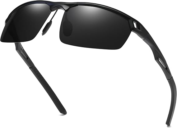 DUCO Sunglasses for Men Retro Polarised Sunglasses Ultralight Sports Glasses Al-Mg Metal Frame Driving Glasses 8550