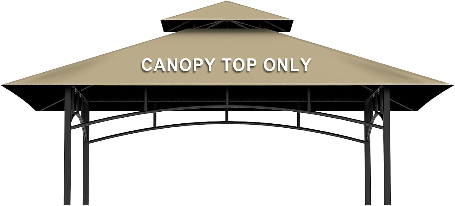 Grill Gazebo Replacement Canopy Top Only - 5' x 8' Outdoor BBQ Gazebo Canopy Roof, Waterproof Double Tiered Shelter Cover Fit for Model L-GG001PST-F