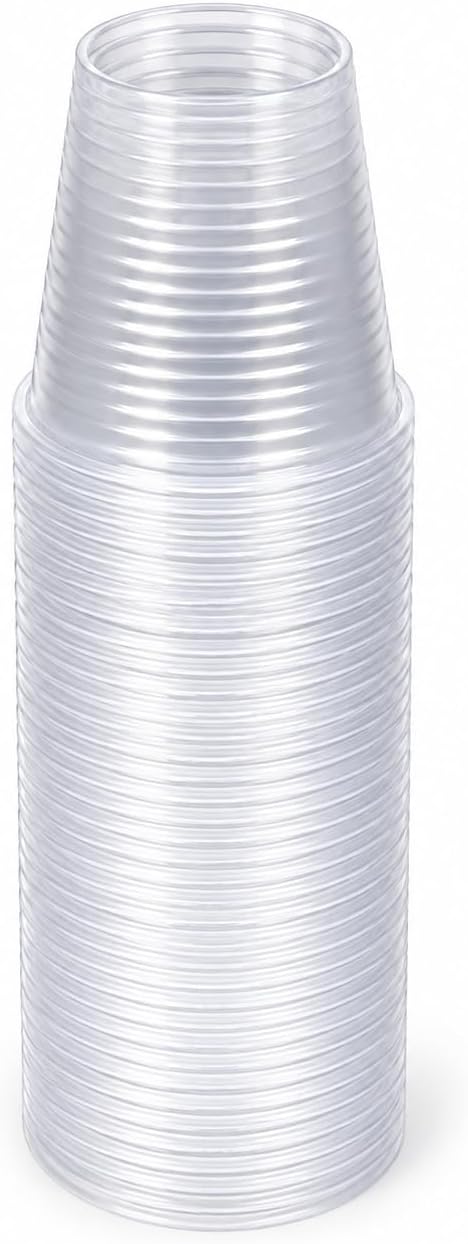 1ABOVE 100 X 180ML Clear Plastic Disposable Drink Cups for Water Coolers/Travel/Camping/Parties and Events- (180ML / 7 Ounce)