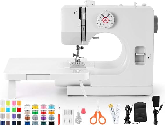 Sewing Machine, Mini Sewing Machine, Electric Portable Sewings Machines for Beginners, 12 Stitch Dual Speed with Foot Pedal & Sewing Kit - (Newest Smooth Version)
