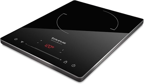 Taurus Darkfire Portable Digital Induction Hob | 8 Power Levels | Adjustable Temperature | Timer Function | Ultraslim Design | 2100W | 290x365x45mm