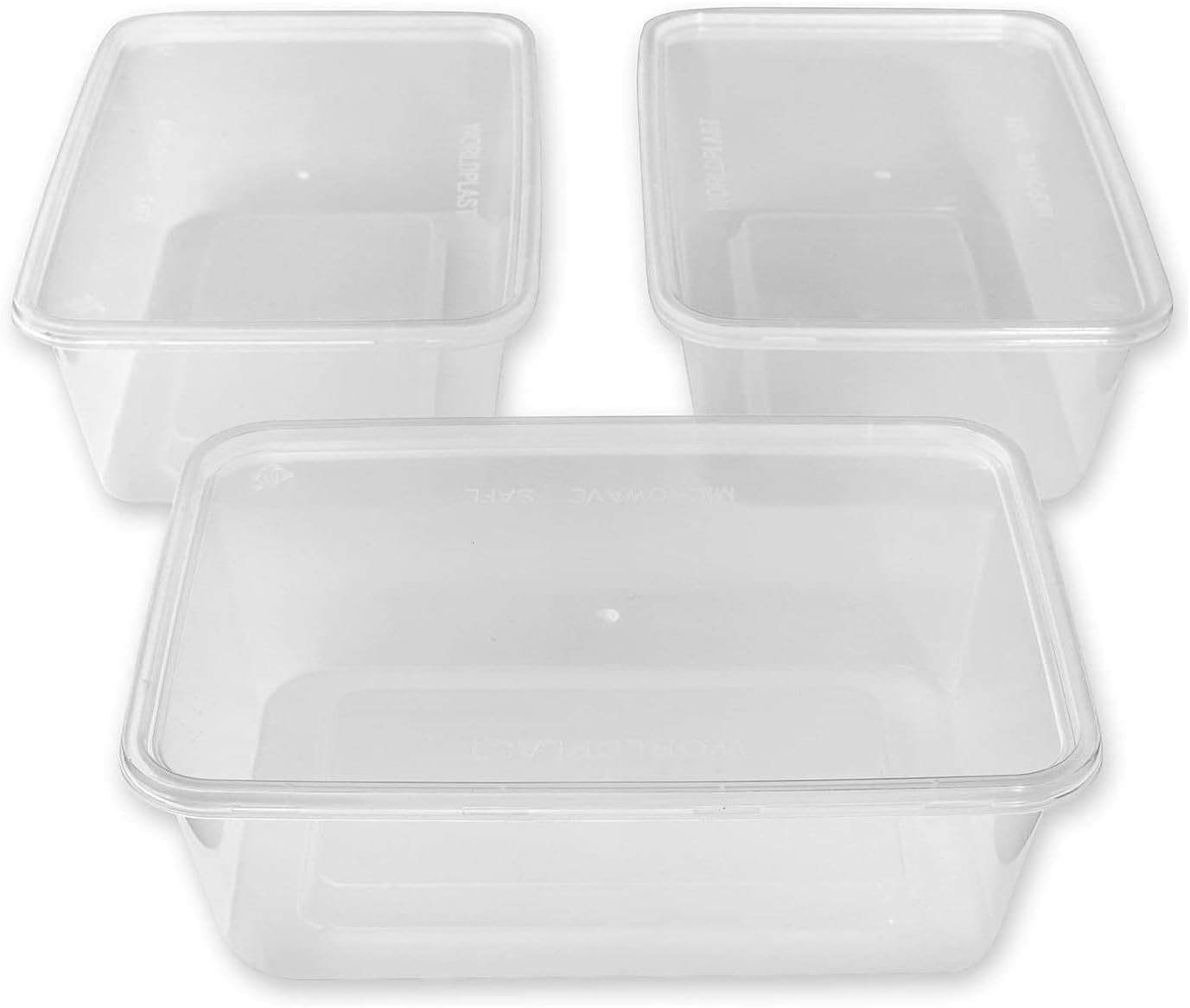 We Can Source It Ltd - 100 x 1000ml Plastic Microwave Freezer Safe Food Meal Prep Takeaway Containers and Lids - Catering Grade Plastic BPA Free