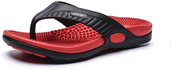 Flip-flops Massager Slippers,Acupressure Foot Massager Reflexology Massage Slippers,Relief Plantar Fasciitis Heel Arch Arthritis Pain Sandals,Breathable Beach Shoes (Size:EU 41,Color:Red)