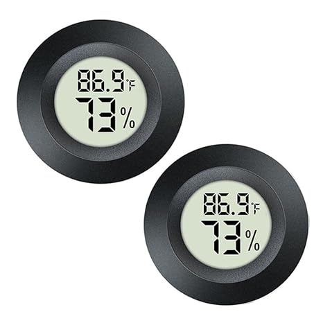 2 Pack Mini Digital Hygrometer Thermometer Gauge, Indoor Outdoor Thermometer Hygrometer Humidor Incubator Reptile Terrarium Jar for Greenhouse, Fahrenheit ℉ or Celsius 2