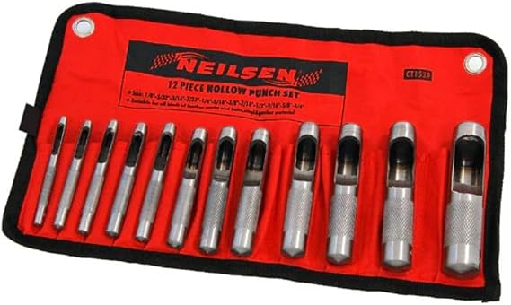 Neilsen CT1539 12pc Hole Punch Set Hollow Punch Set Sizes 1/8in to 3/4in
