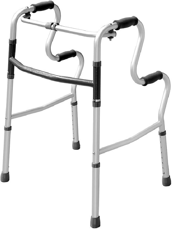 Lightweight Hi-Riser Walking Frame/Folding Zimmer Walker - Adjustable Height - Simple one Button Folding Mechanism
