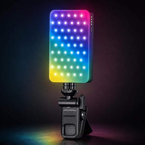 Coverzone Mini LED Fill Light, RGB Kamera ve Telefon Video Işığı, 129 LED, 6W, 3000mAh, 2800-9000K, CRI ≥95,%0-100 Parlaklık, USB-C, 1/4 Vida, 360° Açı, SOS, Beyaz Sıcak Soğuk Işık | XK-FL01