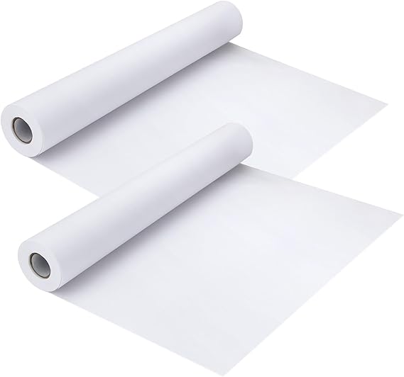 LOLYSIC 2 Rolls Drawing Paper Rolls, 44cm x 25m White Paper Rolls for Painting, Sketching Paper Kids Art Easel Paper Roll of Paper, 70gsm
