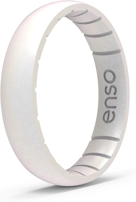 Enso Rings Thin Birthstone Silicone Ring – Unisex Wedding Engagement Band – Comfortable Breathable Band – 4.3mm Wide, 1.75mm Thick 5 UK