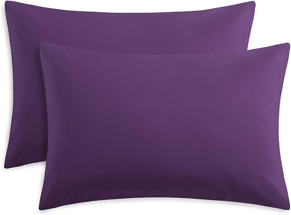 RUIKASI Purple Pillow Cases 2 Pack Standard Plain Pillowcases 50x75cm