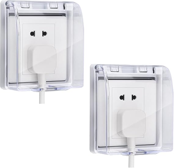 Universal Waterproof Socket Box, 86 Type Wall Switch Face Plate Panel, Cover Protector for Socket and Switch (Clear, 2 PCS)