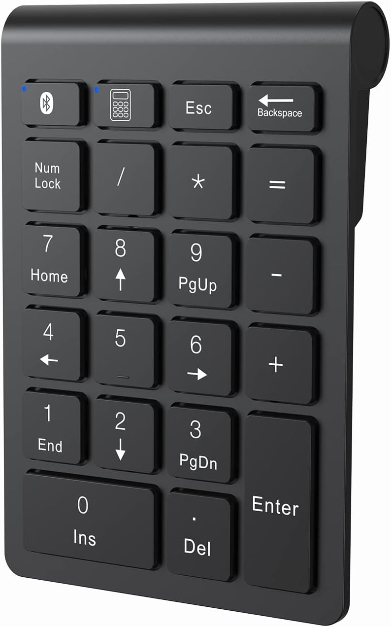 cimetech Bluetooth Numpad, Wireless Numeric Keypad with 22 Buttons Portable Ergonomic Mini Numpad Office Calculating Number Pads for Laptop, Notebook, Desktop, Computer, PC Black