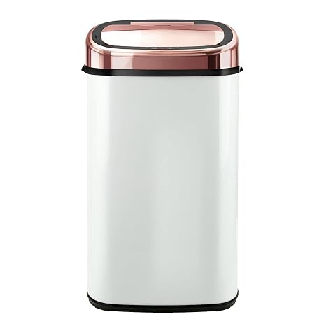 Tower Kitchen Bin with Sensor Lid, Automatic Soft-Close, Manual Override, 58 Litre, White and Rose Gold, T80904RW