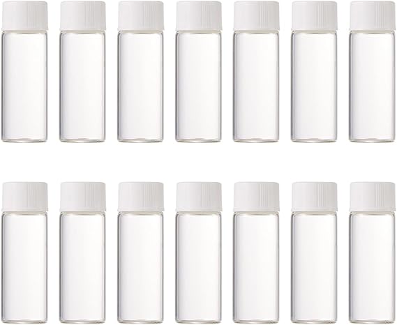GSHLLO 5ml透明ガラスバイアル 漏れ防止サンプルボトル ミニ液体容器 密封バイアル 詰め替え可能 化粧品バイアル 空のサンプリングバイアル スクリューキャップストッパー付き 20個