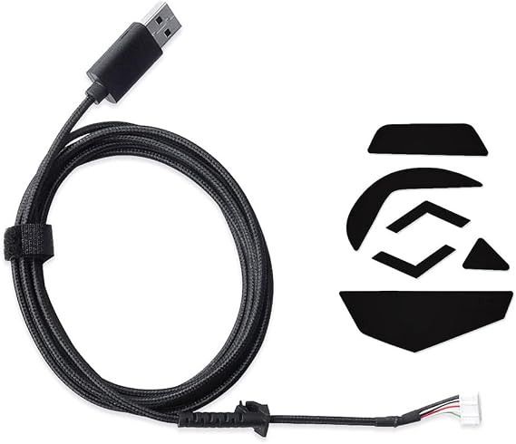 HUYUN Replacement USB Cable & 1 Set Skatez/Feets Compatible for Logitech G502 RGB HERO Wired Gaming Mouse – Repair Accessory