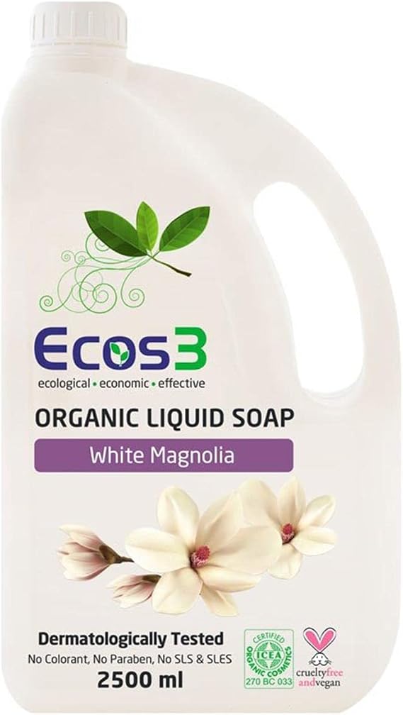 Ecos3 Organik Beyaz Manolya Özlü Parabensiz Sıvı Sabun (1 x 2500 mL)