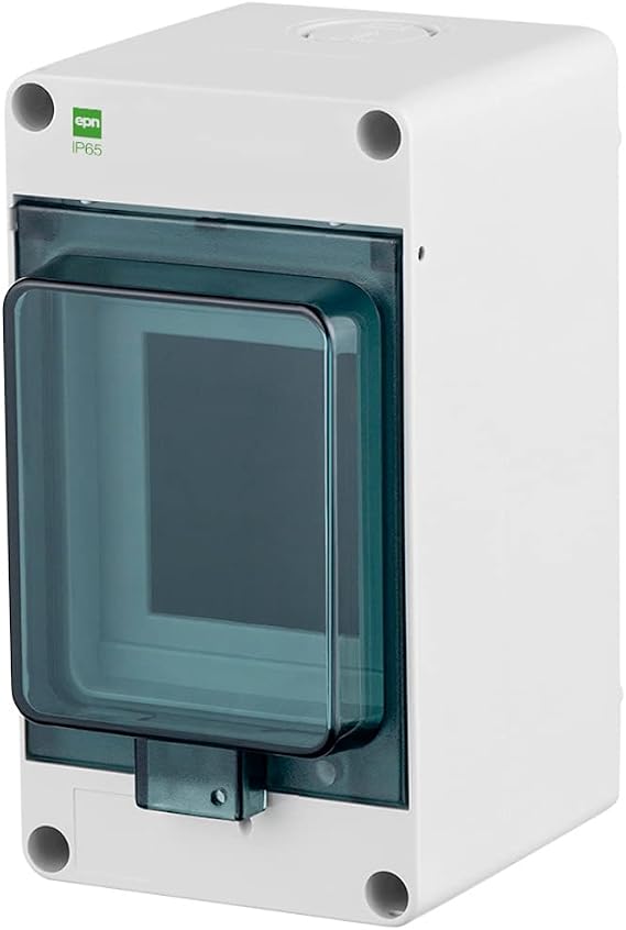 ELEKTRO-PLAST Small Distributor for Wet Room, IP65 Water Resistant, ABS Plastic, Light Grey, Includes Rail and Terminals
