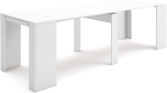 Skraut Home | Extendable Console Table | Folding Dining Table | 260 | For 12 diners | Folding table | Modern Style | White