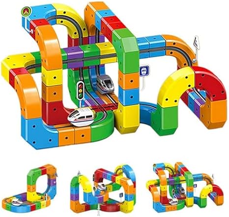 Train Set, Cube Track Toy, 3D Embedded Layouts for Kids, STEM Educational Building Gift, Magic Rail Cube Track, 81 Pieces
