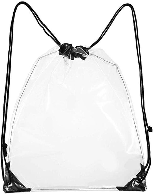 Backpack Drawstring Bag, Clear Drawstring Bag Transparent PVC Stadium Approved Drawstring Backpack For WorkSportsStadiumsGymsUniversitiesTravel