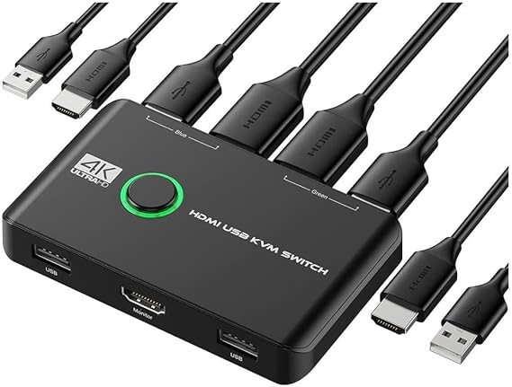 4K Hdmi Kvm Switch 2 Port Usb 2 PC Tek Kasa Klavye Mouse Kontrol Çoklayıcı