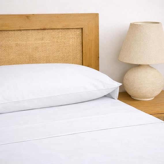 TRAMAS+ Sheets 180 x 190 / 200 cm 100% Cotton, 4 Piece Bedding Set, Fitted Sheet, Top Sheet, 2 Pillowcases 110 x 45 cm, Oeko Tex Certified (180 Bed, White)