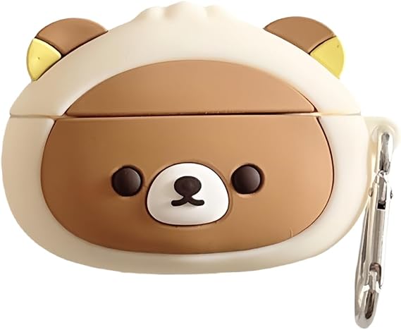 ケース Airpods Pro/Pro2対応 かわいいクマのデザインケースカバー、ファッションポータブルイヤホンアクセサリー ソフトシリコンワイヤレスイヤホン耐衝撃プロテクター フック付き