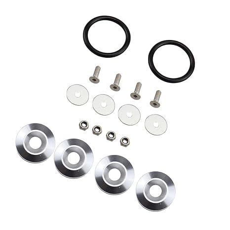 CNC Billet Bumper Quick Release Fastener Kit for Car Front Rear Bumpers Trunk Hatch Lids (Silver)