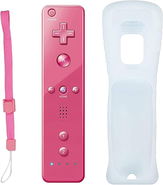Wii Remote Controller, Wireless Controller for Nintendo Wii, Wii U Video Game Gamepads, Replaceable Remote Game Controller with Silicone Case and Wrist Strap (Pink)