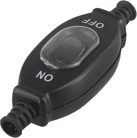 ZYNCUE Inline Switch for Outdoor Lighting, IP65 Waterproof and Dustproof with Silver Contact Design (Black 8mm)