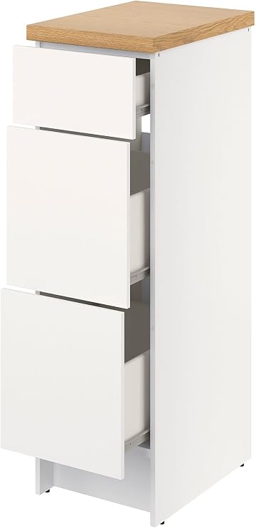 IKEA Beyaz Mutfak Dolabı, 40 cm, Ahşap Üst Kapak