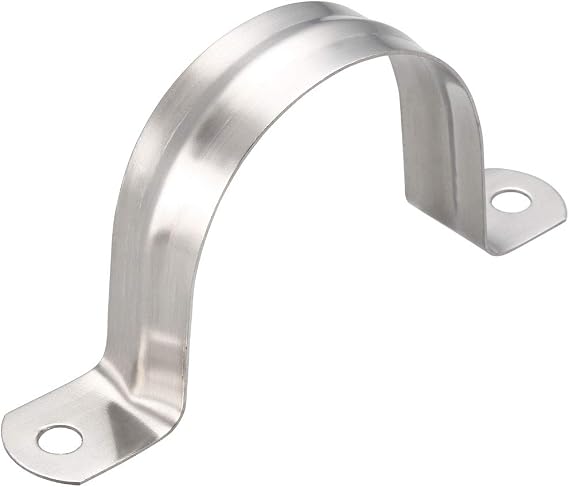 sourcing map 50mm(2") Rigid Pipe Strap, 2 Holes 304 Stainless Steel Tension Tube Clip Clamp 4pcs