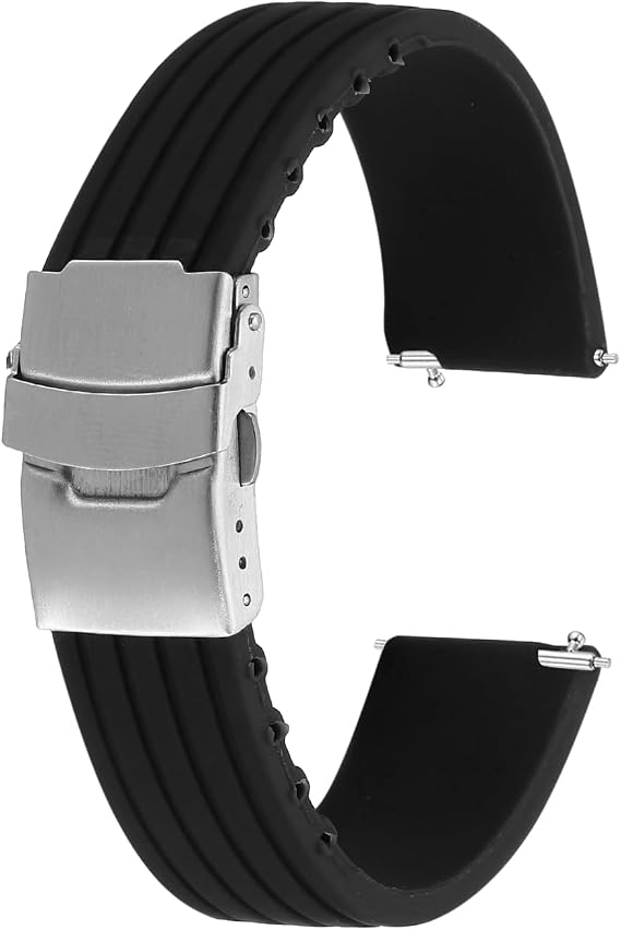 sourcing map Silicone Watch Bands Width Soft Quick Release Rubber Watch Bands with Snap Buckle for Men Women