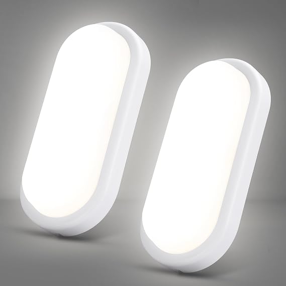 18W LED Bulkhead Light 2 Pack, IP54 Bathroom Wall Light Outside, LED Ceiling Light, 1800LM 4000K Porch Lamp for Indoor, Outdoor, Hallway, Cellar, Garden, Kitchen, Garage [Energy Class F]