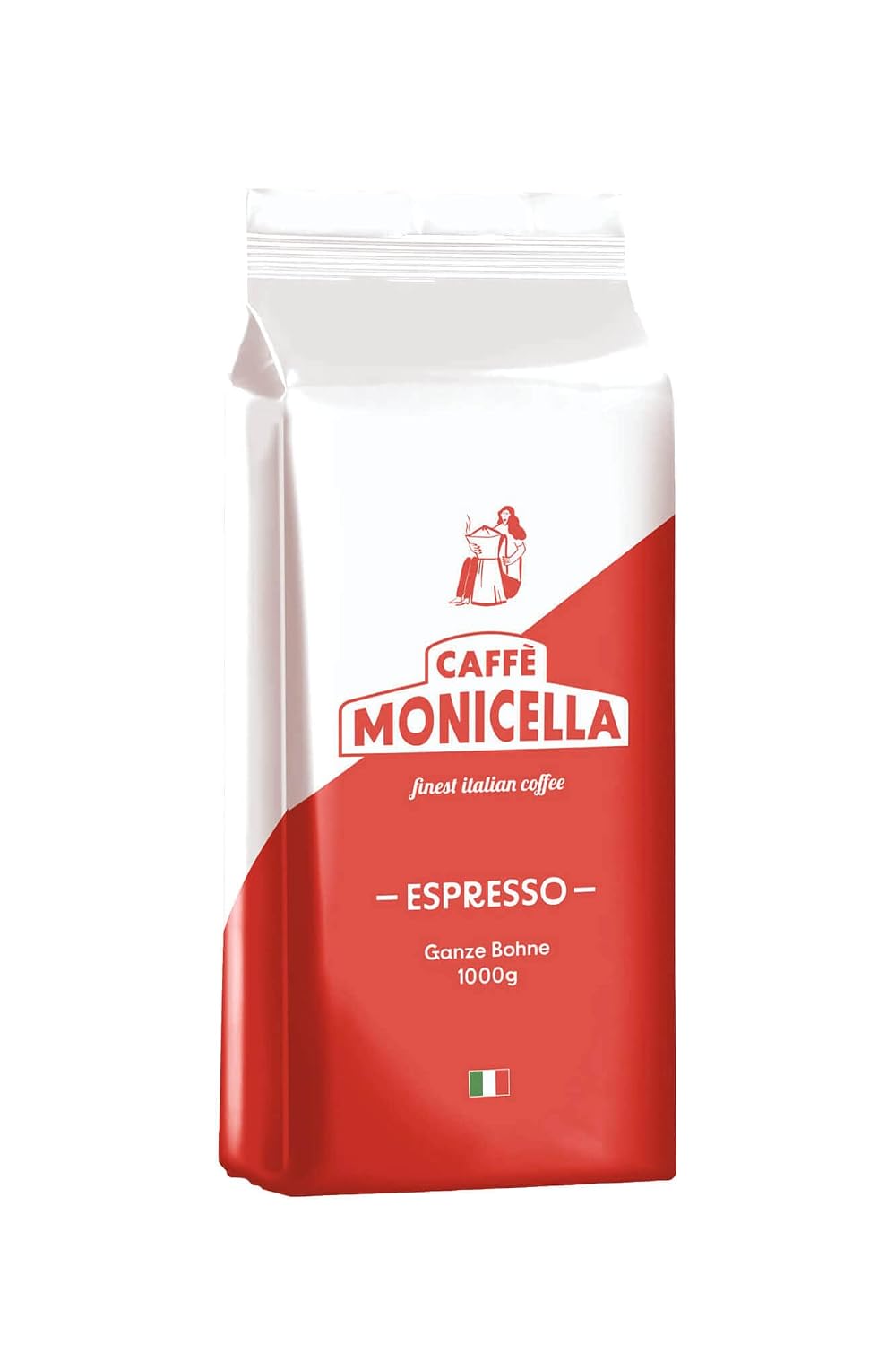 CAFFÈ MONICELLA Espresso 1 kg Whole Bean - Roasty Chocolaty - Arabica & Robusta - Ideal for Portafilters Espresso Pot & Fully Automatic Coffee Machines - Low Acid - Dark Italian Roast