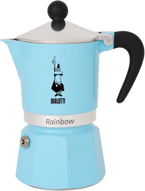 Bialetti 5041 Rainbow Espresso Pişirici, Alüminyum, Açık Mavi, 1 Fincan