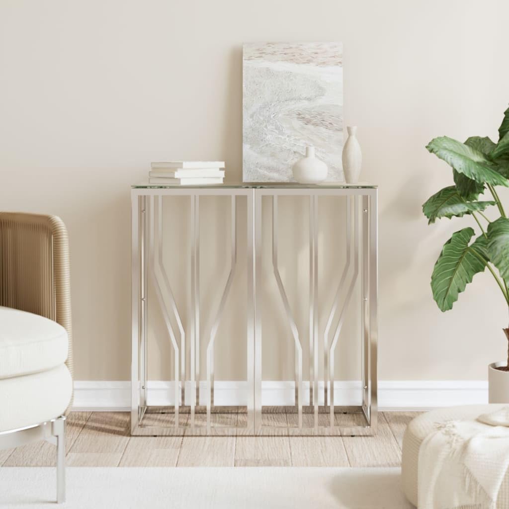Console Table Slim Sofa Tables Hall Table Home Side Table Entryway Hallway Home Decor 70x30x70 cm Stainless Steel and Glass