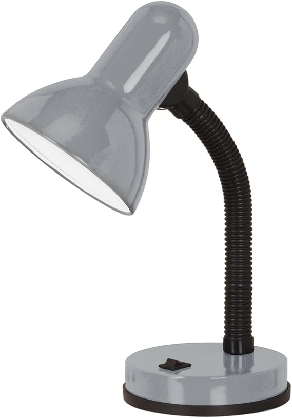 EGLO Basic 1 table light, Silver Steel and plastic desk lamp, E27 socket