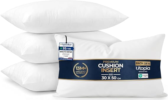 Utopia Bedding Cushion Inserts 4 Pack, 30 x 50 cm, Sofa Cushions
