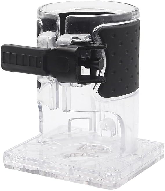 Woodworking Router Base with Transparent Design for Electric Trimmer and Milling, Plastic and Metal Construction, Adjustable Gears and Screws
