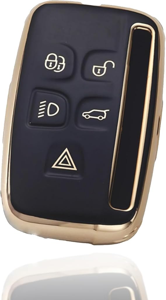 Range Rover Car Key Cover, Black Soft TPU Fob Cover 5 Buttons Key Shell Protector Remote Control Premium Key Protection Case, Compatible with Range Rover Sport Evoque LR4 Jaguar