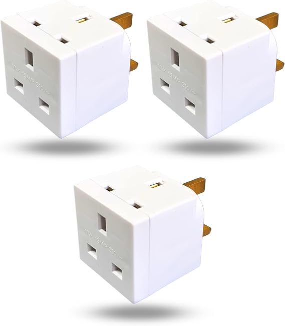 Double Plug Adapter UK 2 Way Multi Socket Outlet Extender Dual Plug Socket Adaptor Multiplug Compact Wall Fitting for Home Office Travel and Everyday Use