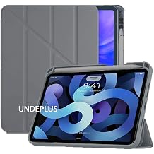 iPad Air 5 10.9 2022 M1 ile uyumlu Kılıf Kalem Bölmeli Trifolding Case A2588 A2589 A2591 Koyu Gri