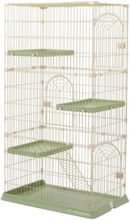 BTM Cat Cage, 3-Tier, Stylish, Cat House, Cat House, Home, with Ladder, Protection, Escape Prevention, Easy Assembly, Multiple Cats, Multiple, Pet Cage, Green, M