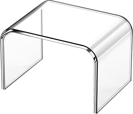 Acrylic stool,Clear Step Stool, Acrylic Shower Stool, Bathroom Stool for Kitchen, Bathroom,House, Load Capacity to 113 kg (Clear, No Non-Slip)