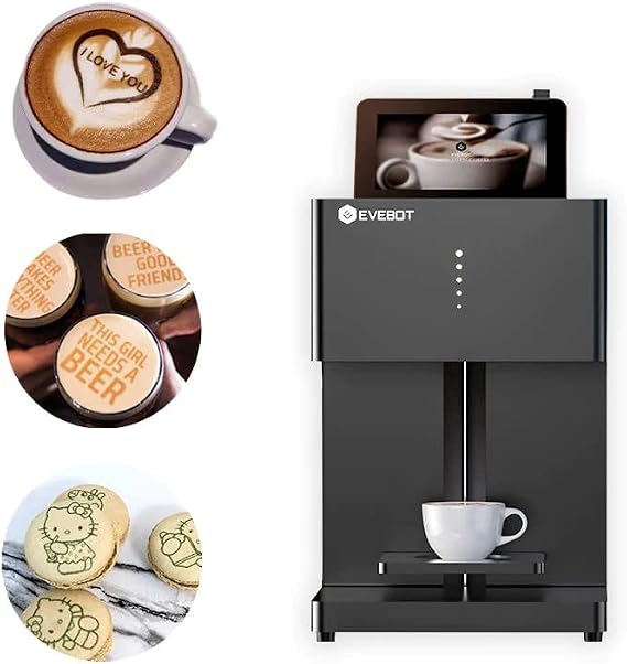 WLTOYS Coffee Printer Automatic 3d Latte Machine One-Touch Operation DIY Printing Photo printer On Food like Cake Bread Coffee with 1*Brown Cartridges