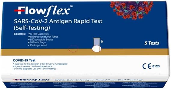 Flowflex Lateral Test Kit Covid-19 For Self Care | Test Kit For SARS-CoV-2 Antigen Home Test Kit | Self Testing Rapid Test In 15 Minute | 5 Test Pack
