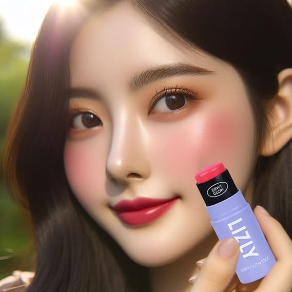 Cheek Highlighter Stick Multi-Face Makeup Stick Multi-Balm LIZLY Dewy Glow Cheek Hilighter Multi Balm Stick 02 Pink Pink